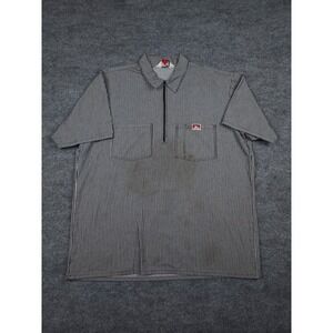 Vintage Ben Davis Shirt Mens XL 1/4 Zip Pullover Made in USA Black White STAINED